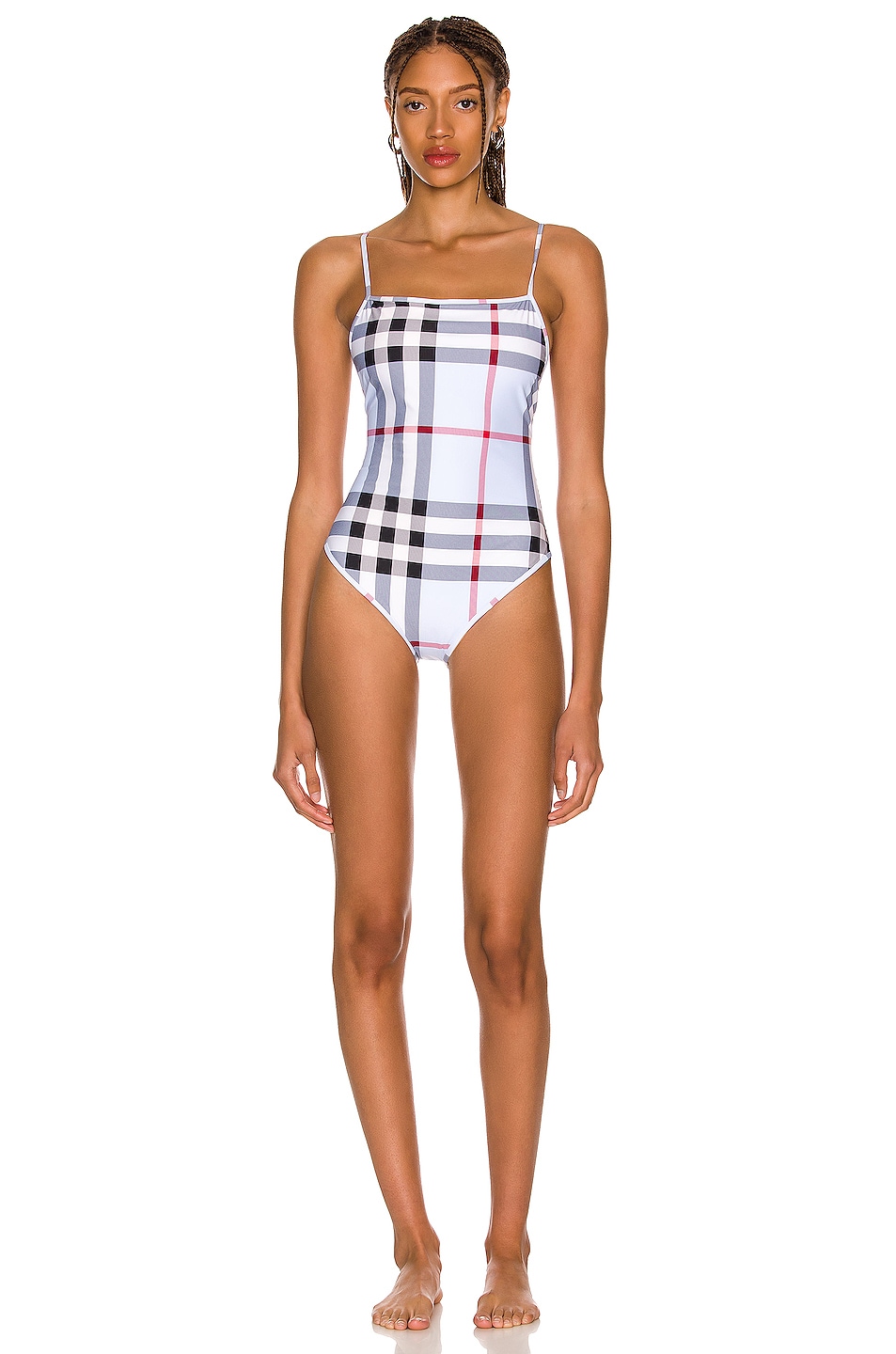 Image 1 of Burberry Delia One Piece Swimsuit in Pale Blue IP Check