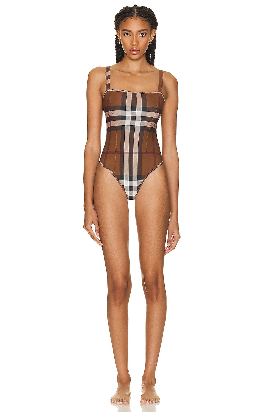 Image 1 of Burberry One Piece Swimsuit in Birch Brown IP Check