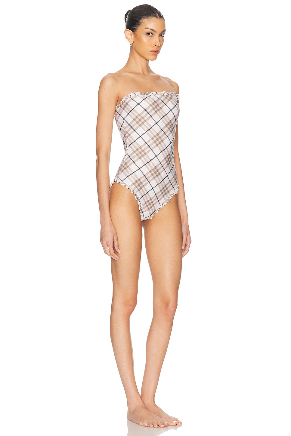 Shop Burberry One Piece Swimsuit In Cotton Ip Check