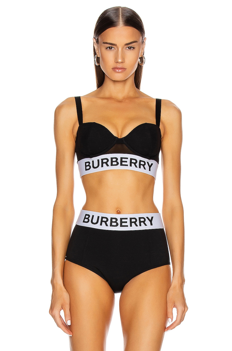 Image 1 of Burberry Corset Style Bikini Top in Black