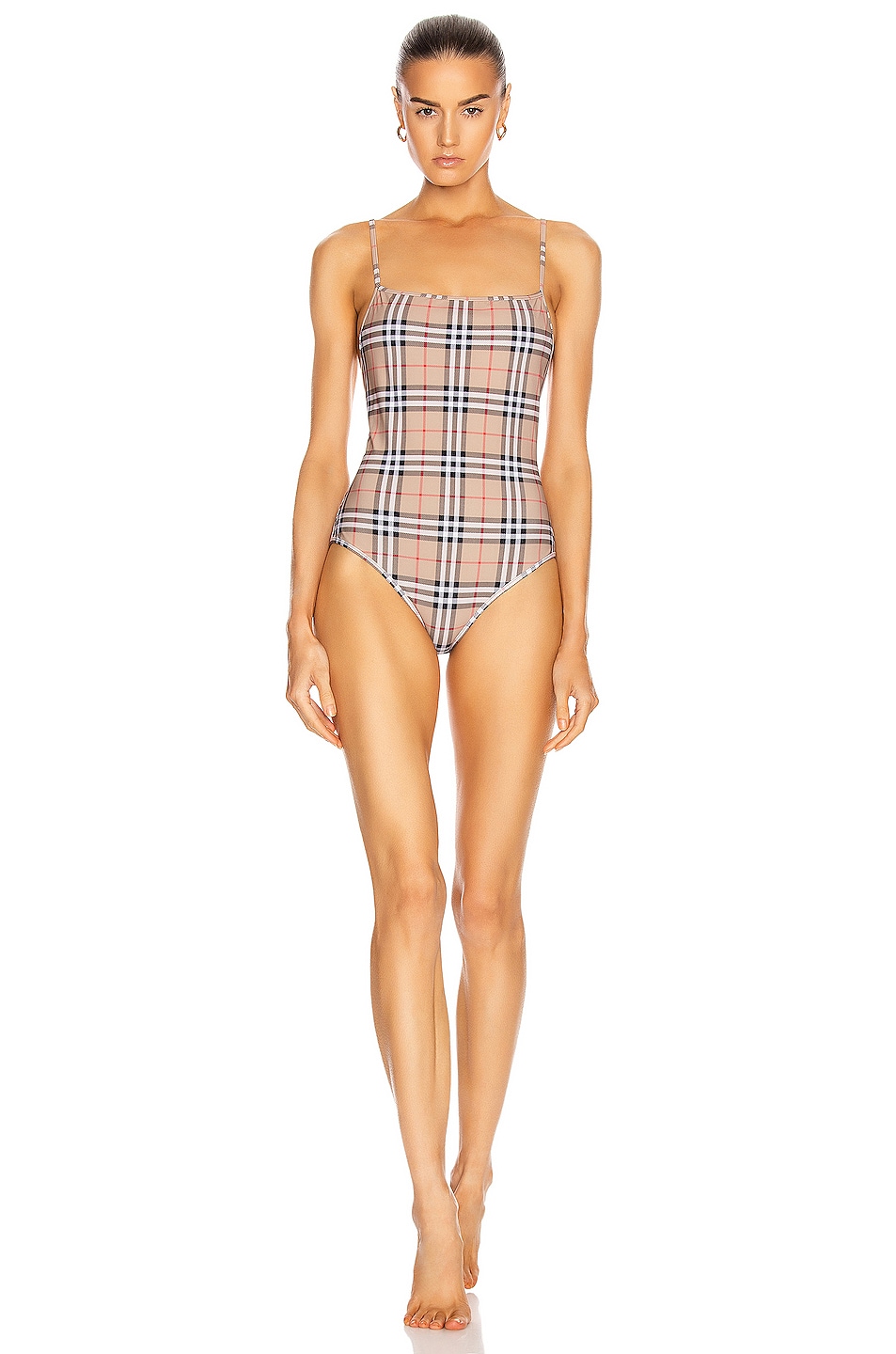 Image 1 of Burberry Delia One Piece Swimsuit in Archive Beige Check