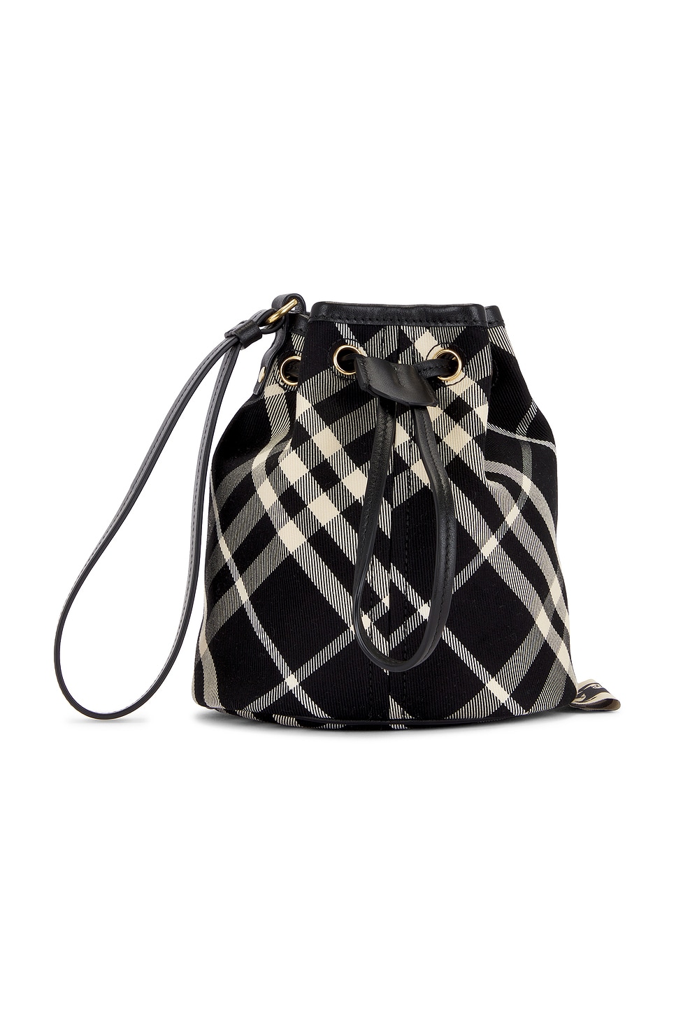 Shop Burberry Drawstring Pouch In Black & Calico