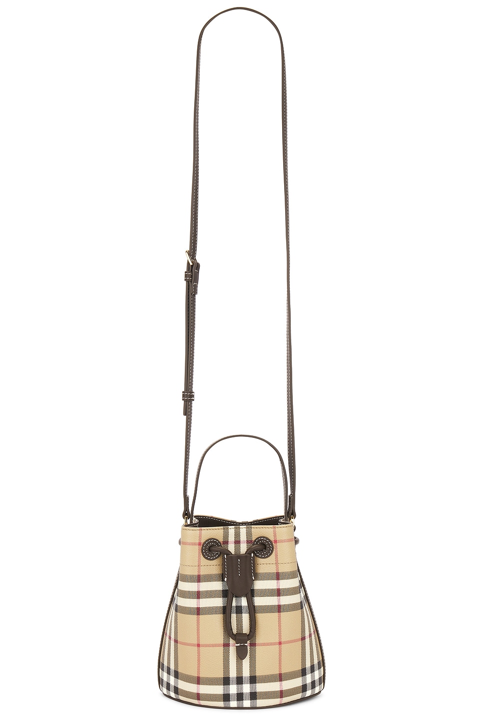 Mini Drawstring Bucket Bag in Beige