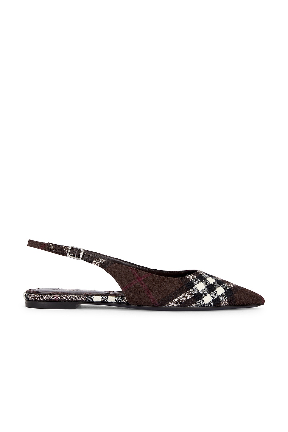 Image 1 of Burberry Dame Slingback Flat in Mahogany Ip Check