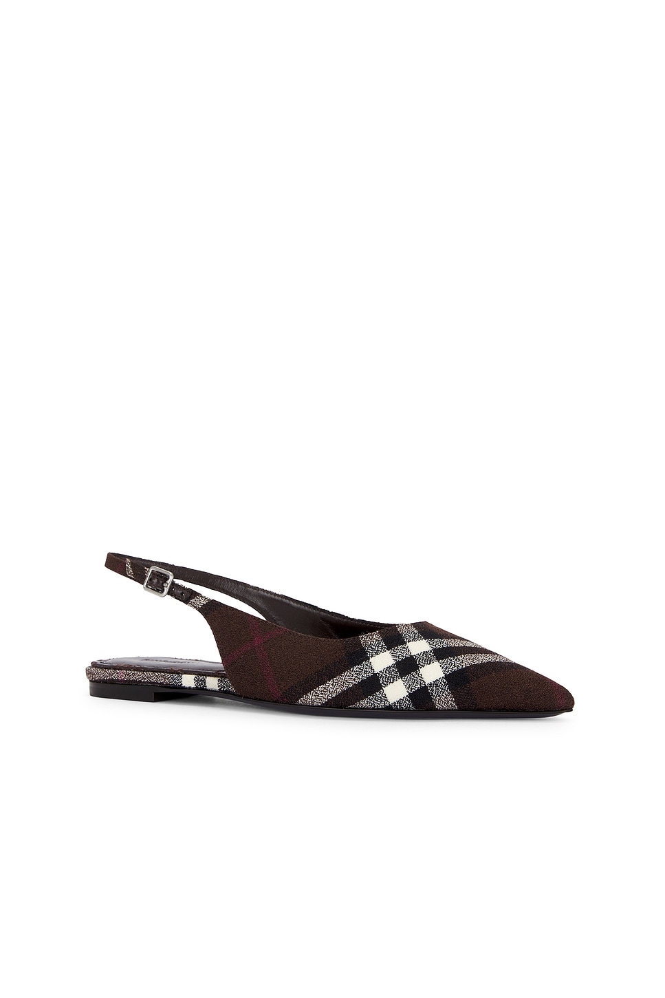 Burberry Check Slingback Flat Pumps In Multi