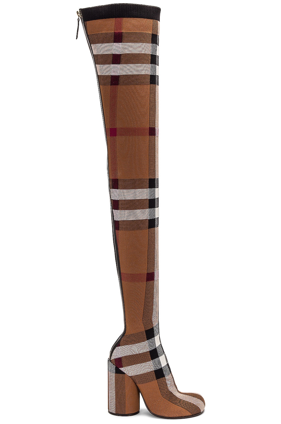 Image 1 of Burberry BTS Style Heeled Boot in Birch Brown IP Check