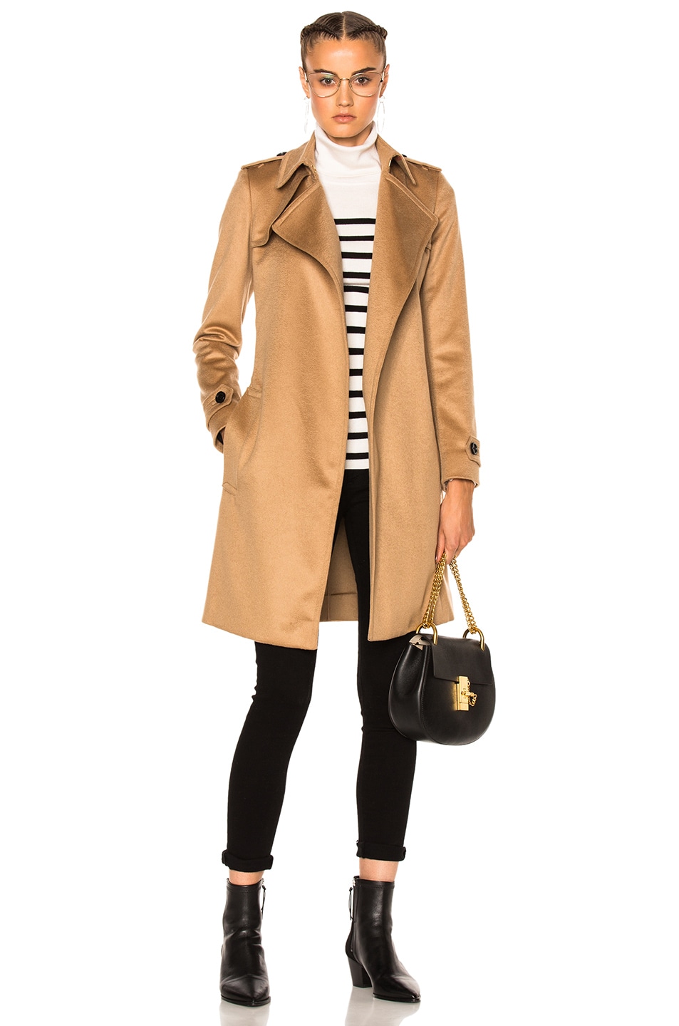Image 1 of Burberry Wrap Trench Coat in Camel