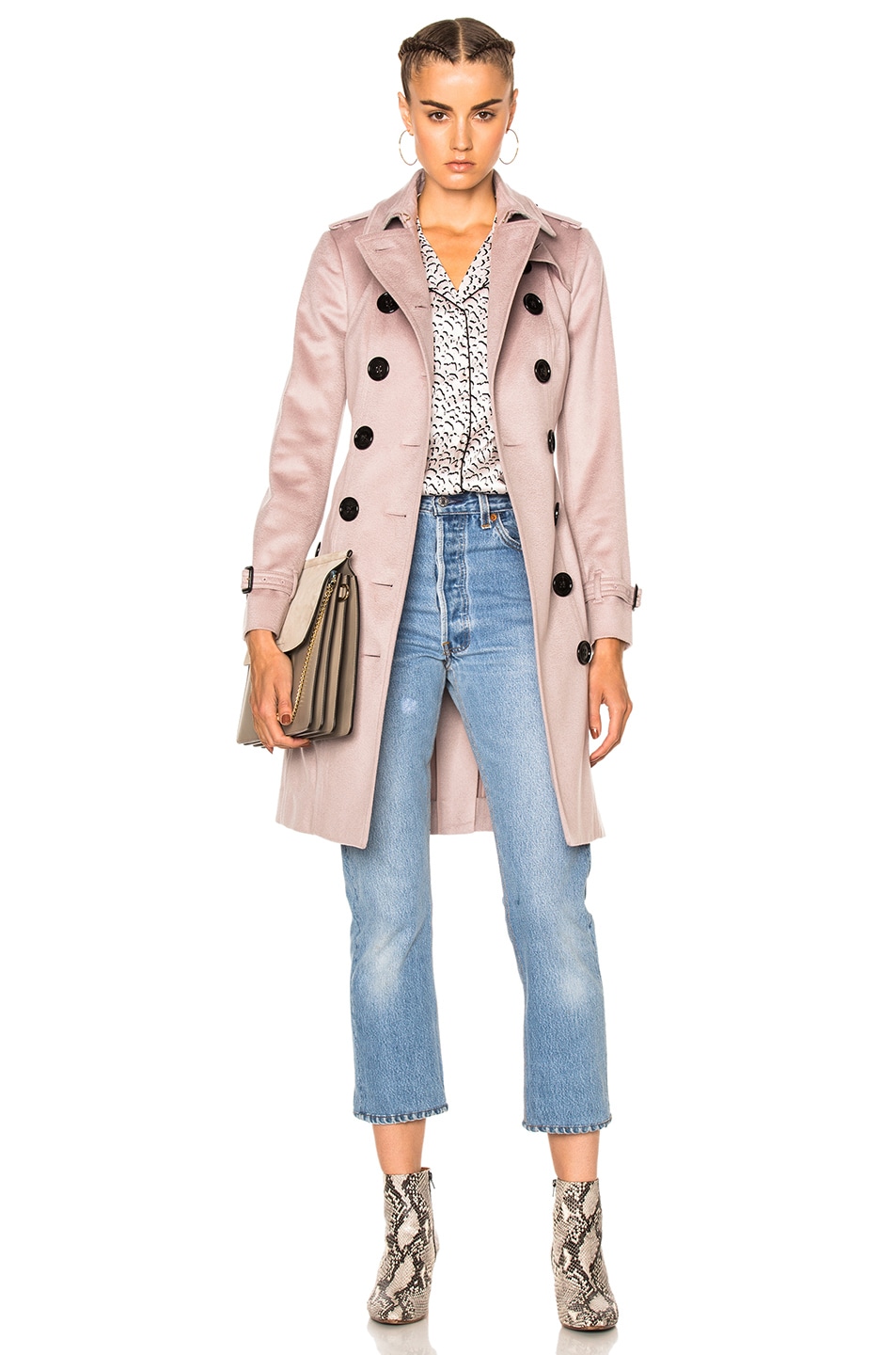 Image 1 of Burberry Slim Trench Coat in Pale Orchid