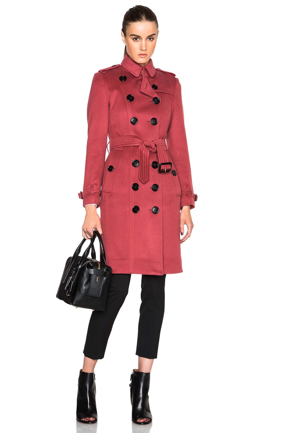 Image 1 of Burberry London Andringham Cashmere Trench in Dusty Peony Rose