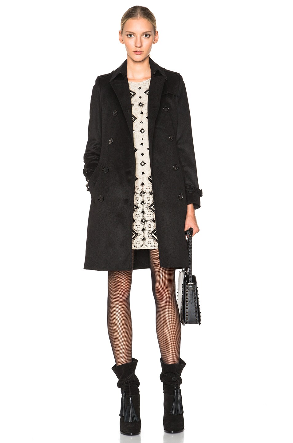 Image 1 of Burberry London Kensington Long Cashmere Blend Trench in Black