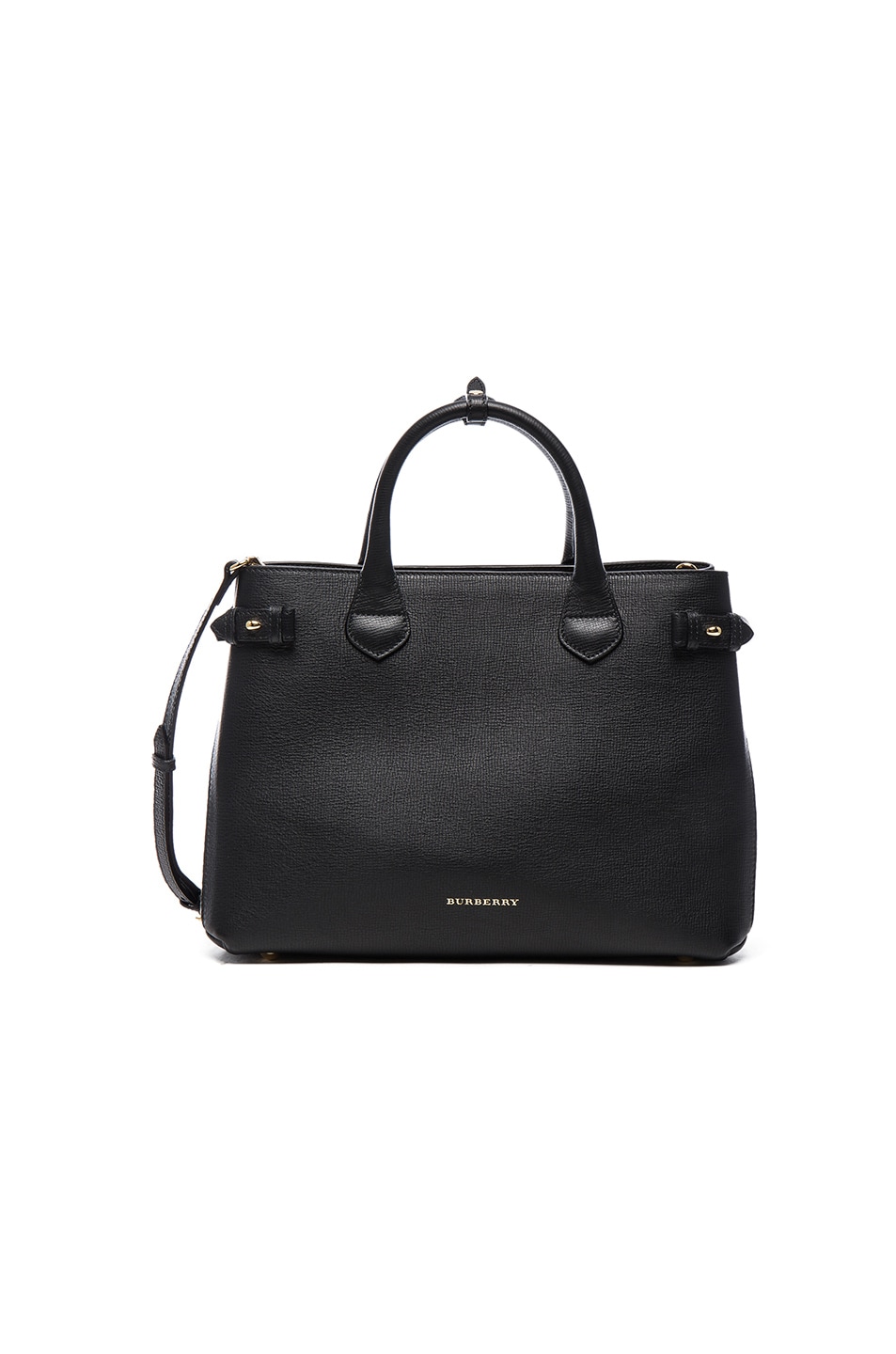 Image 1 of Burberry London Medium Banner Check Leather Bag in Black