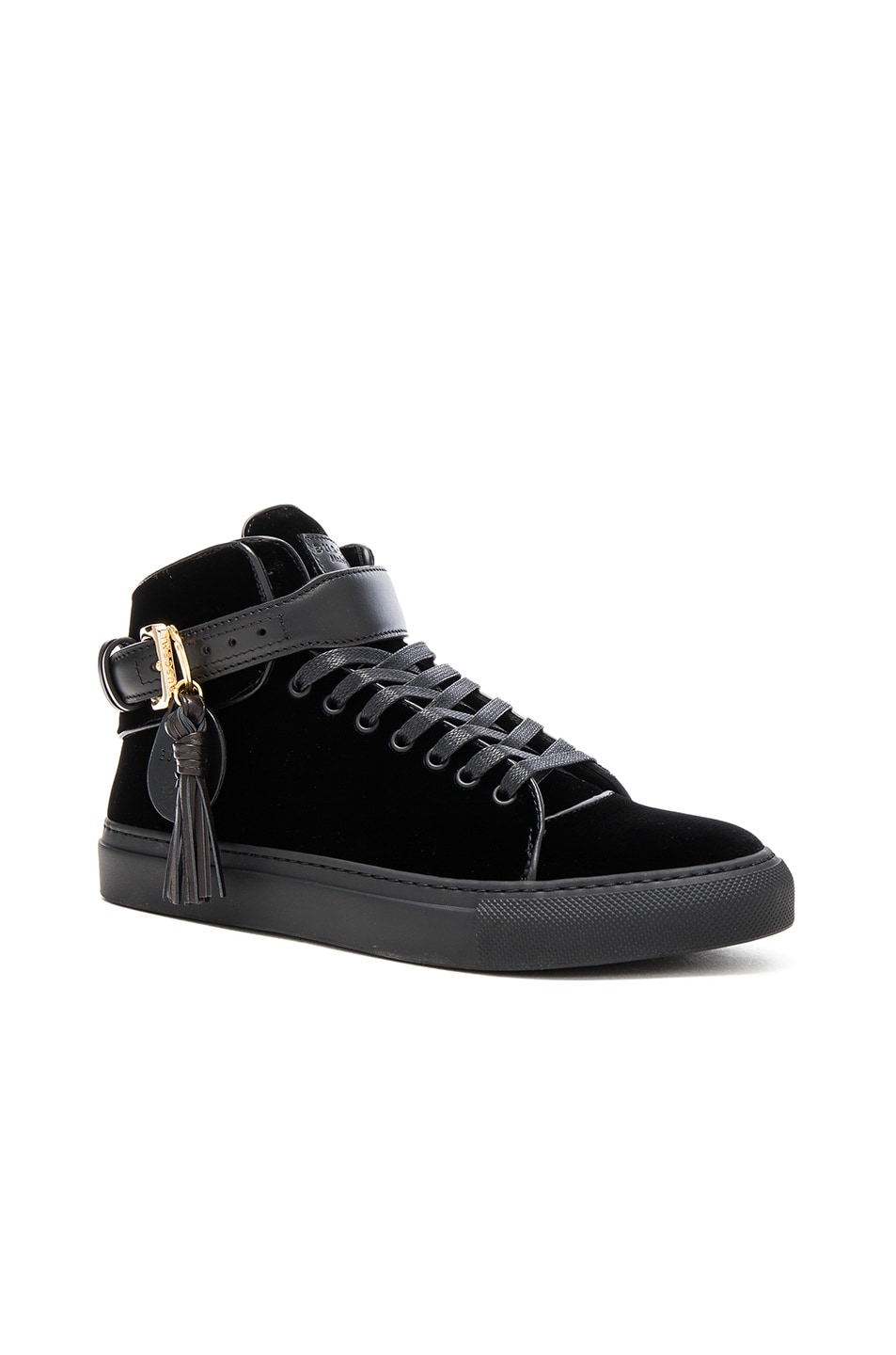 Image 1 of Buscemi 100MM Tassel Velvet Sneakers in Black