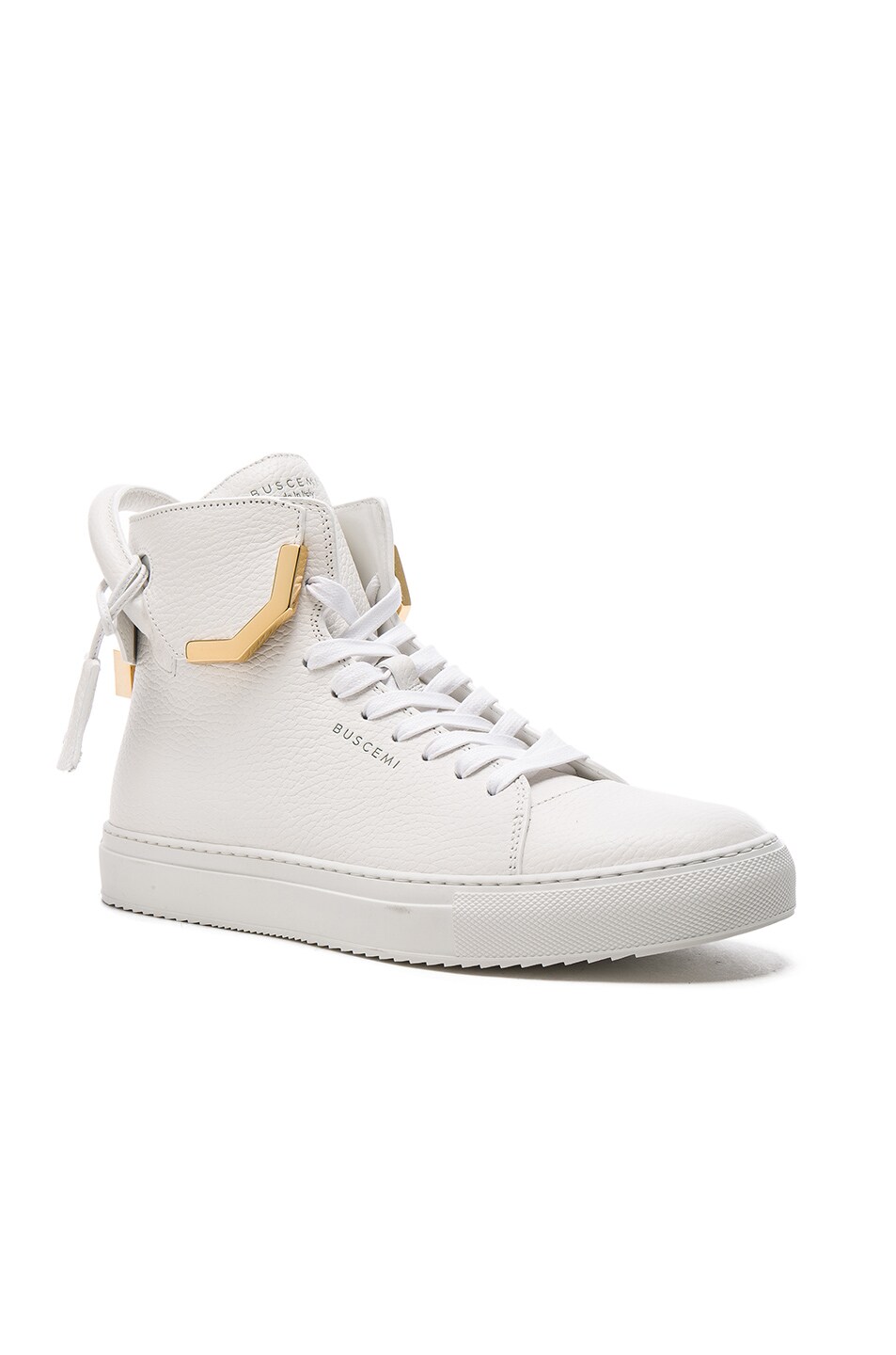 Image 1 of Buscemi 125MM Corner Metal Leather Sneakers in White
