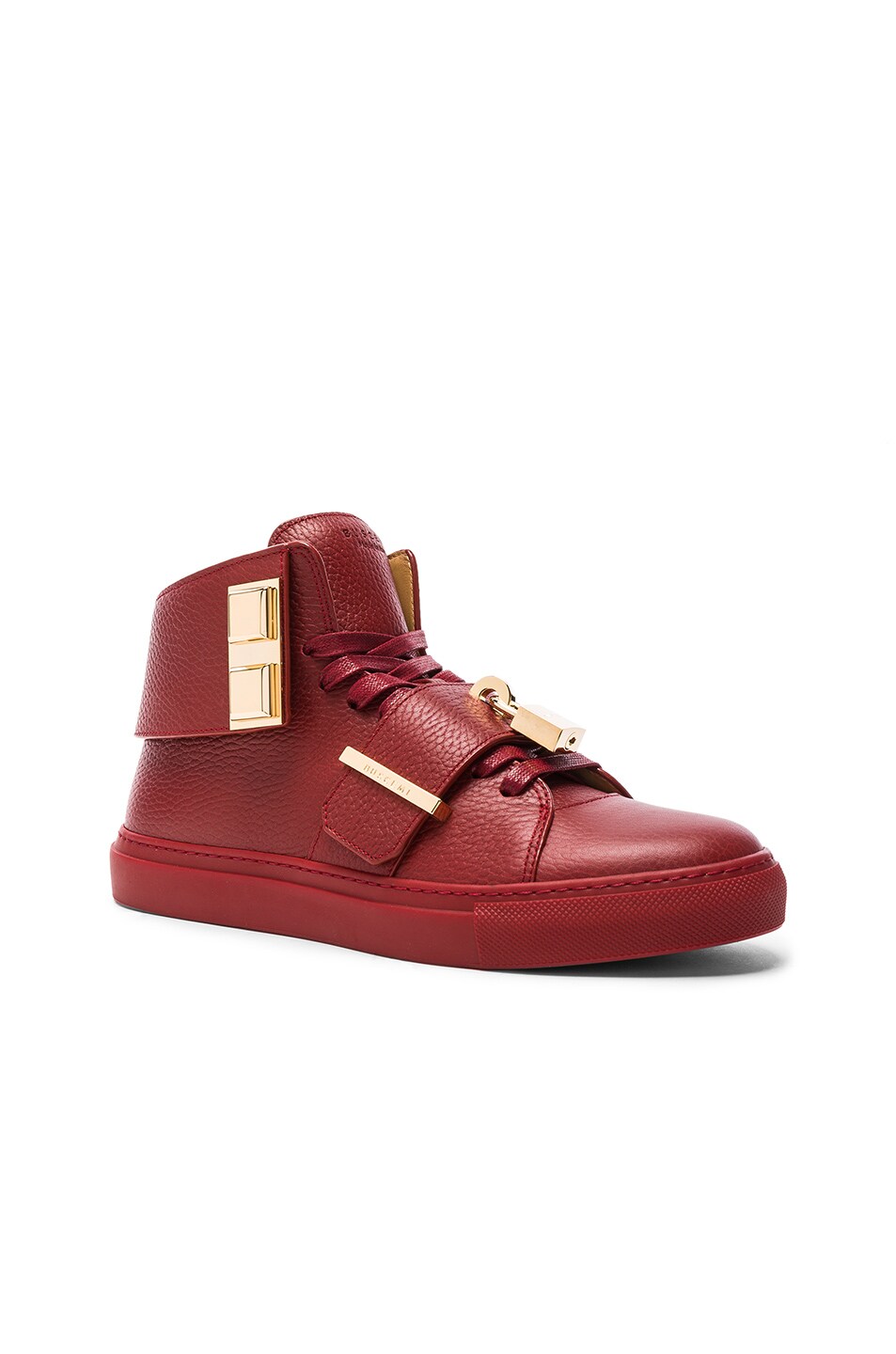 Image 1 of Buscemi Pebbled Leather Trap Sneakers in Scarlet Red
