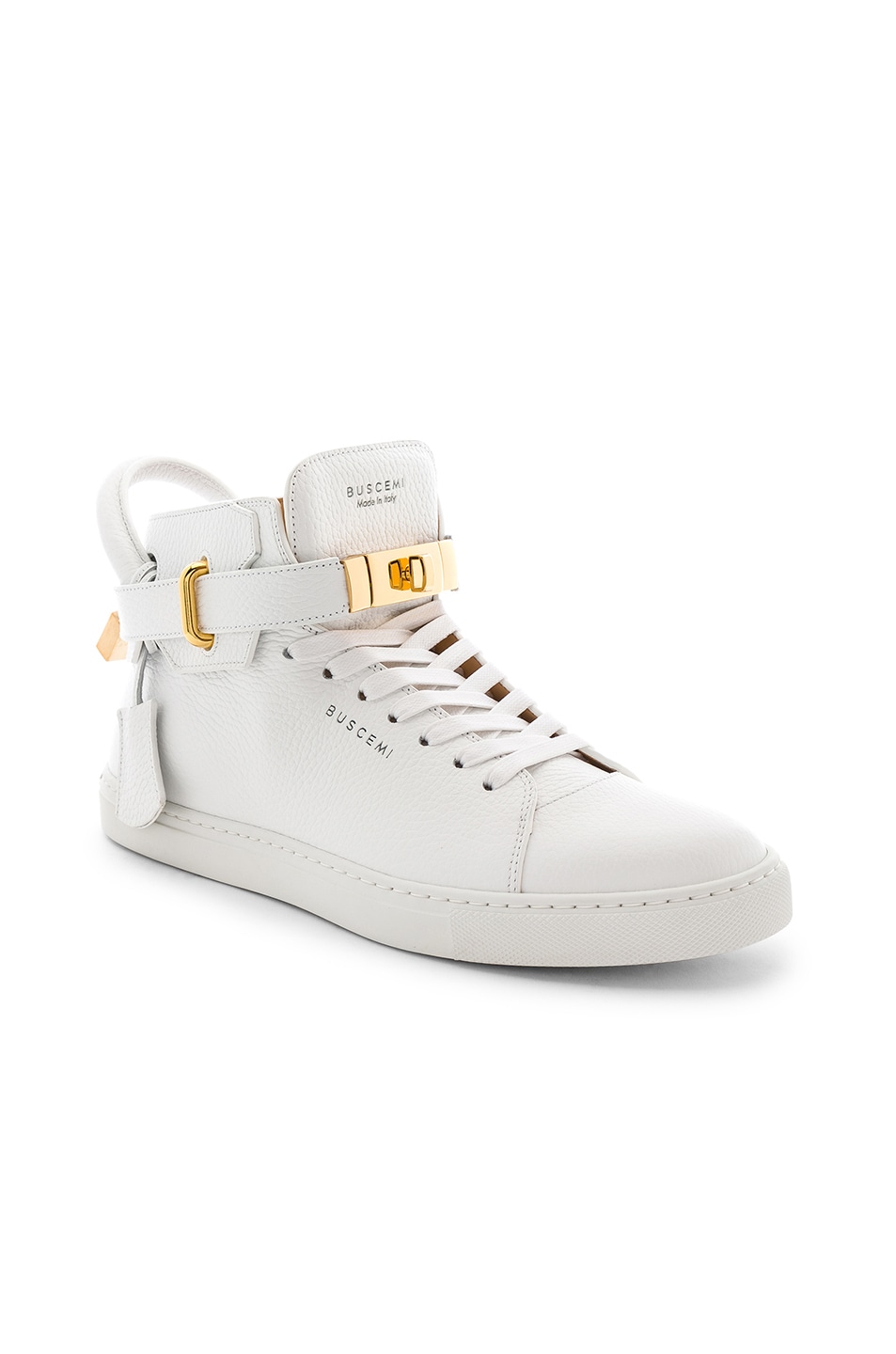 Image 1 of Buscemi 100MM High Top Pebbled Leather Sneakers in White