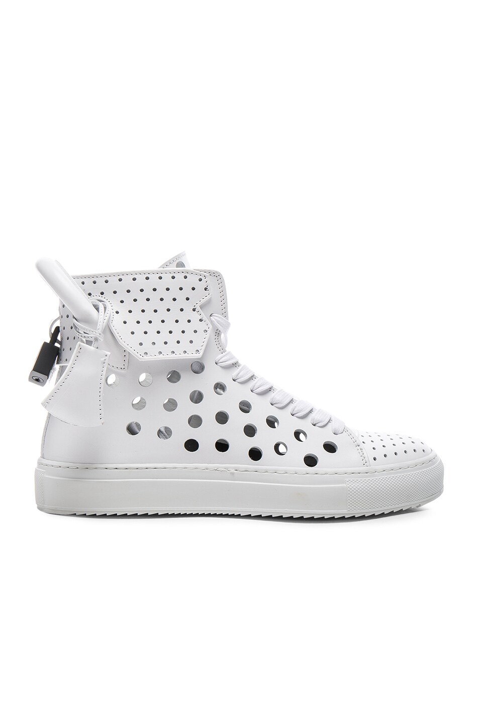Image 1 of Buscemi 125MM Leather Round Hole Sneakers in White