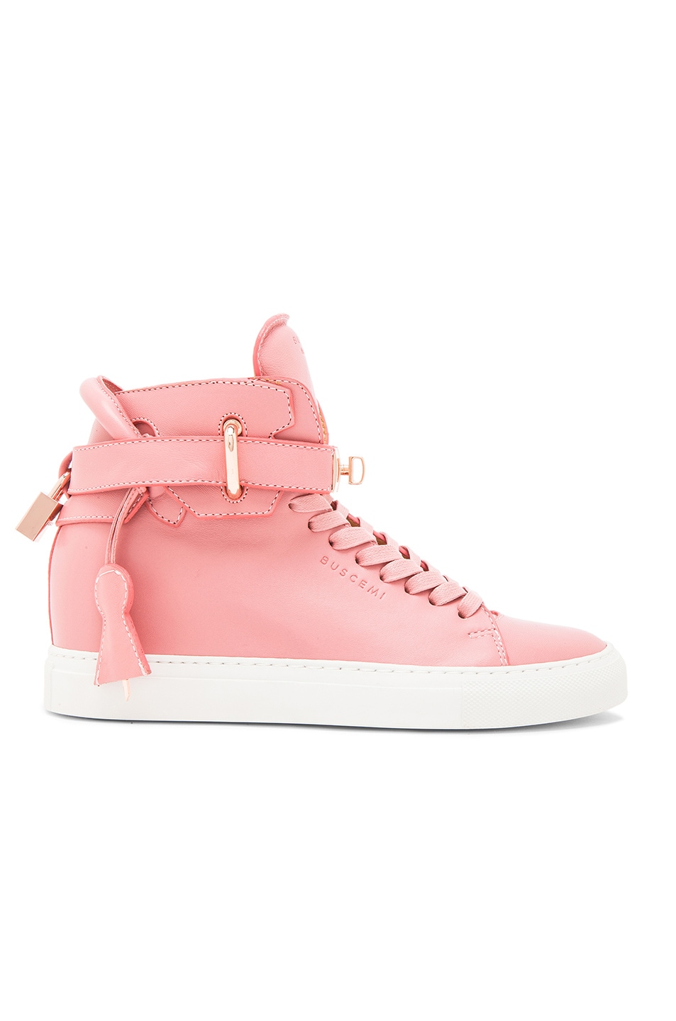 Image 1 of Buscemi 100MM Alta High Top Leather Sneakers in Coral
