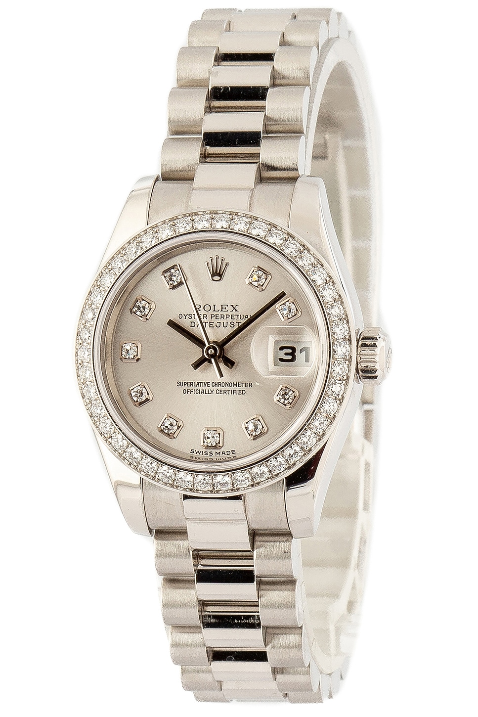 x FWRD Renew Rolex Datejust President 179136 in Metallic Silver