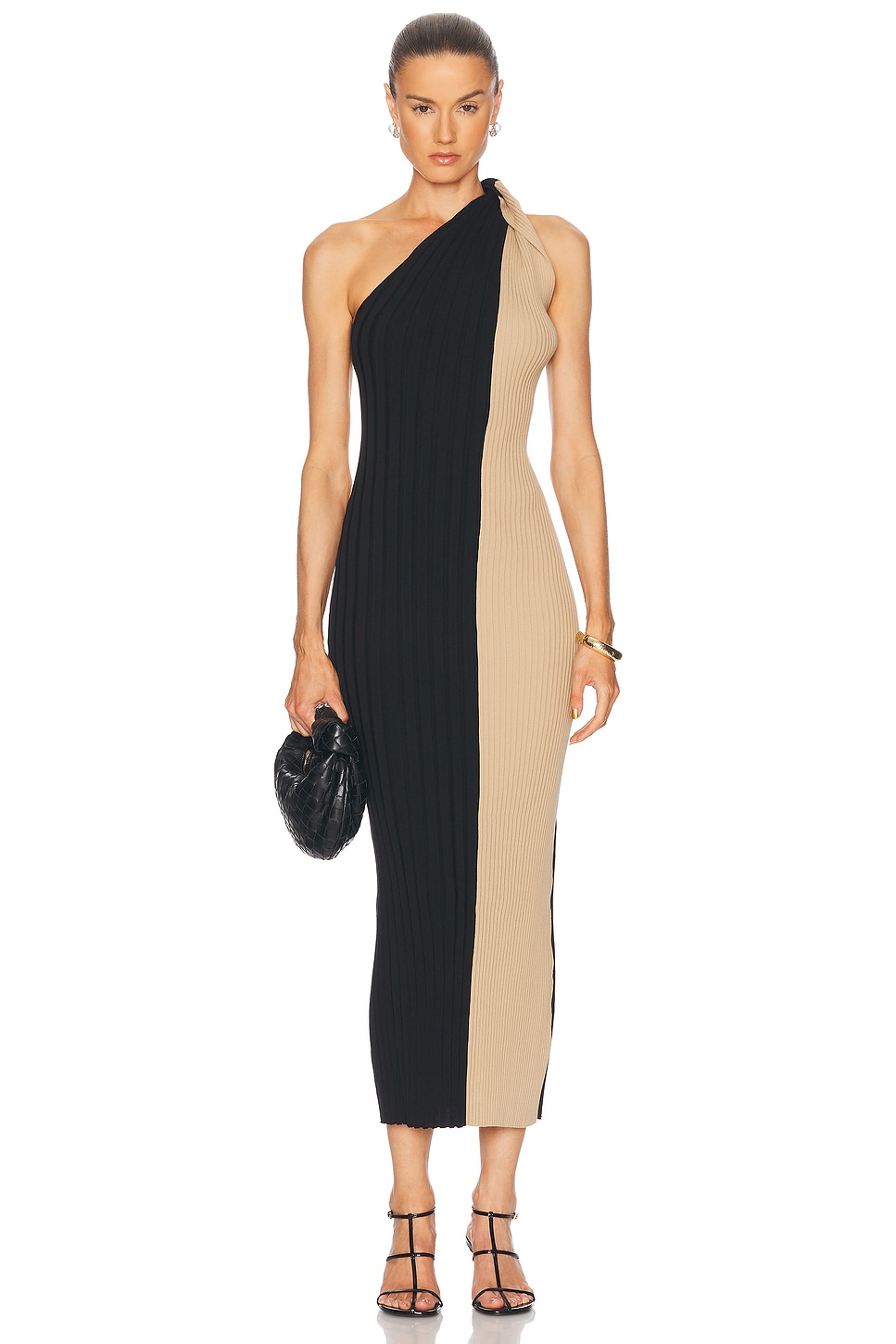 Noto Dress in Black,Beige