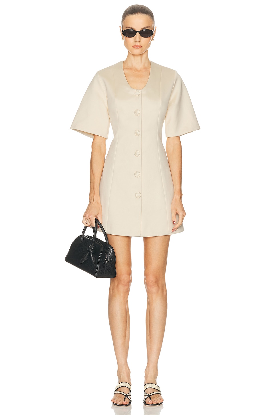 By Malene Birger Josephine Button-front Mini Dress In Neutral