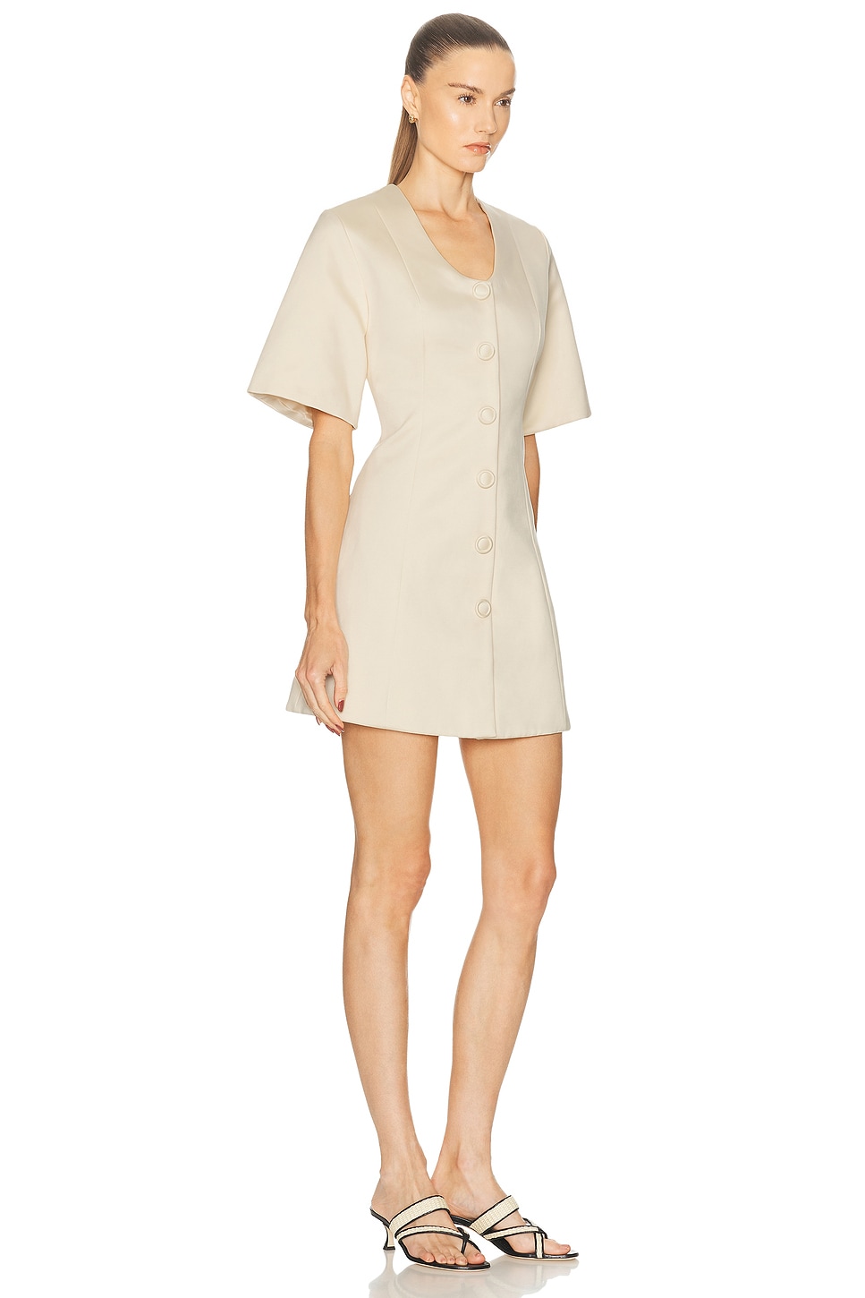 By Malene Birger Josephine Button-front Mini Dress In Neutral