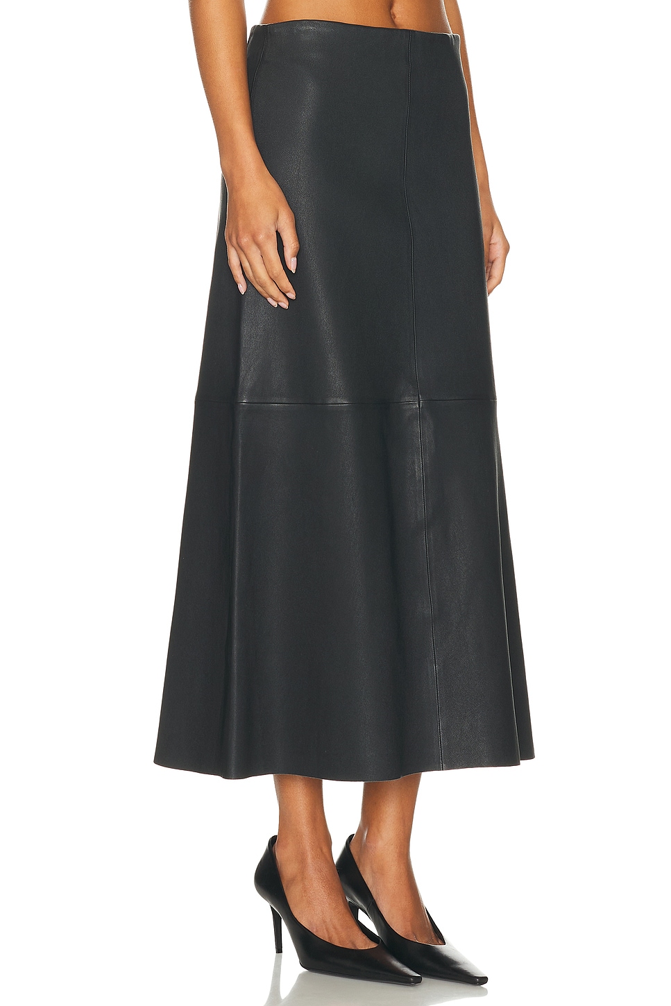 By Malene Birger Simoas Lambskin Leather Midi Skirt In Black