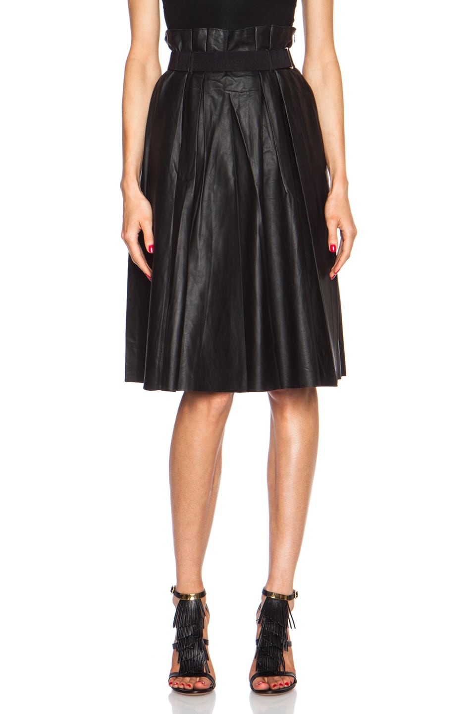 Image 1 of By Malene Birger Lollu Leather Skirt in Black