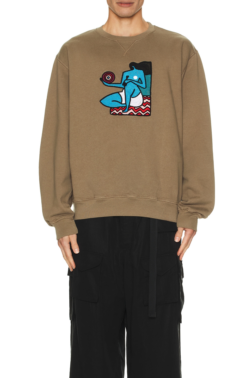 Image 1 of By Parra Future Visions Crew Neck Sweatshirt in Stone Grey