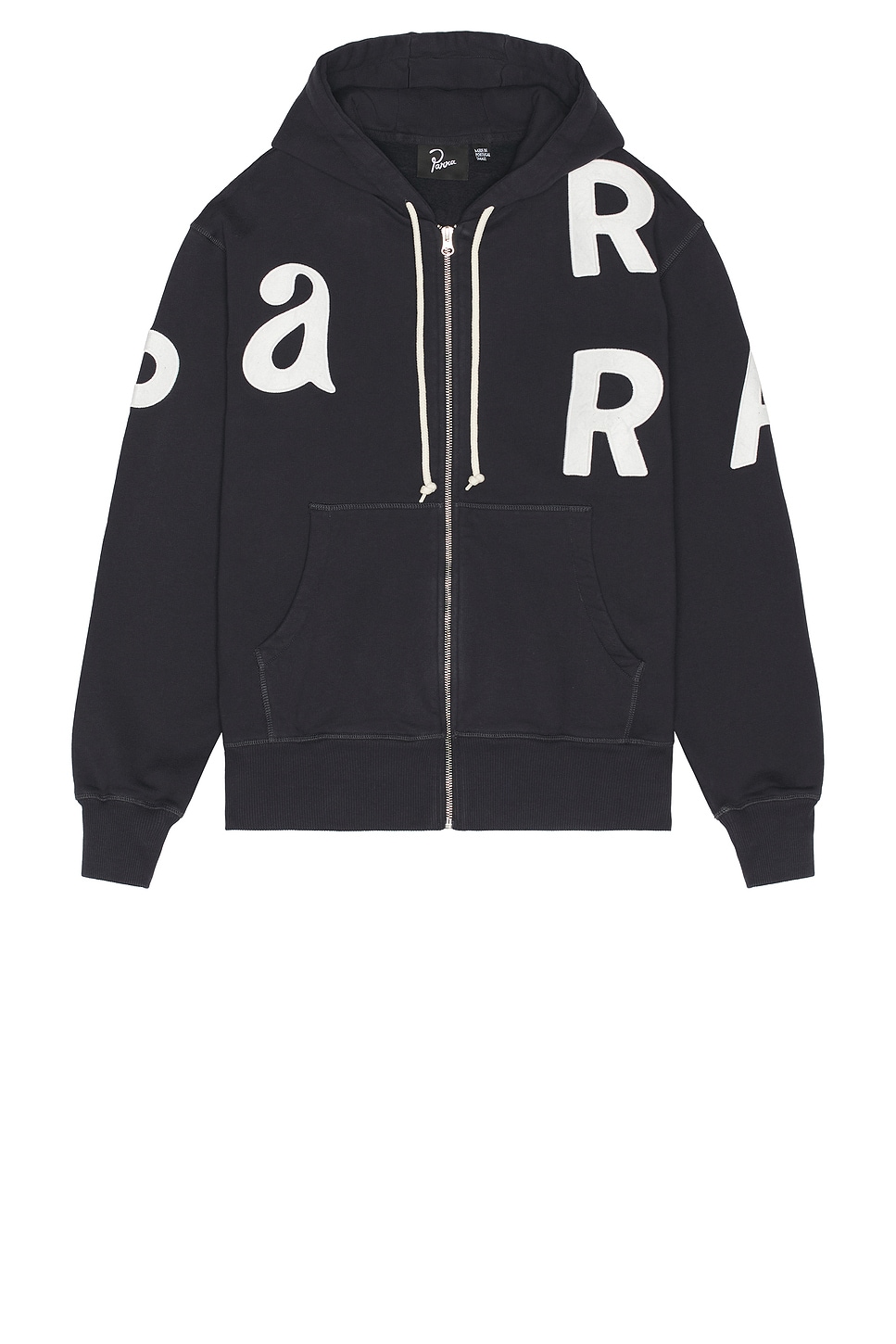 Image 1 of By Parra Word Salad Zip Hooded Sweatshirt in Dark Navy