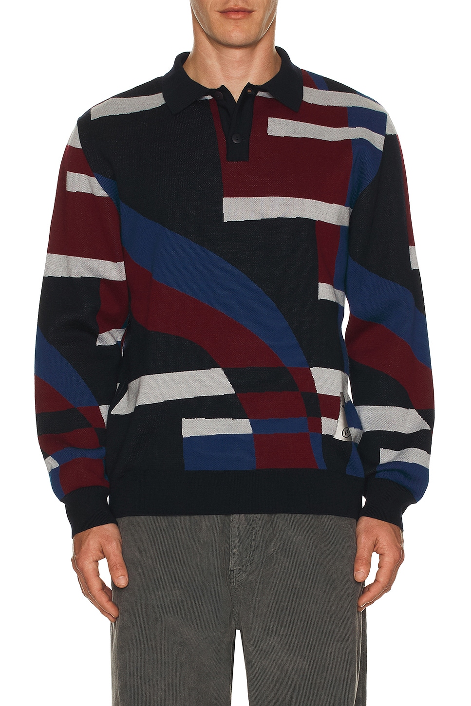 Image 1 of By Parra Vertical Forest Knitted Polo in Blue