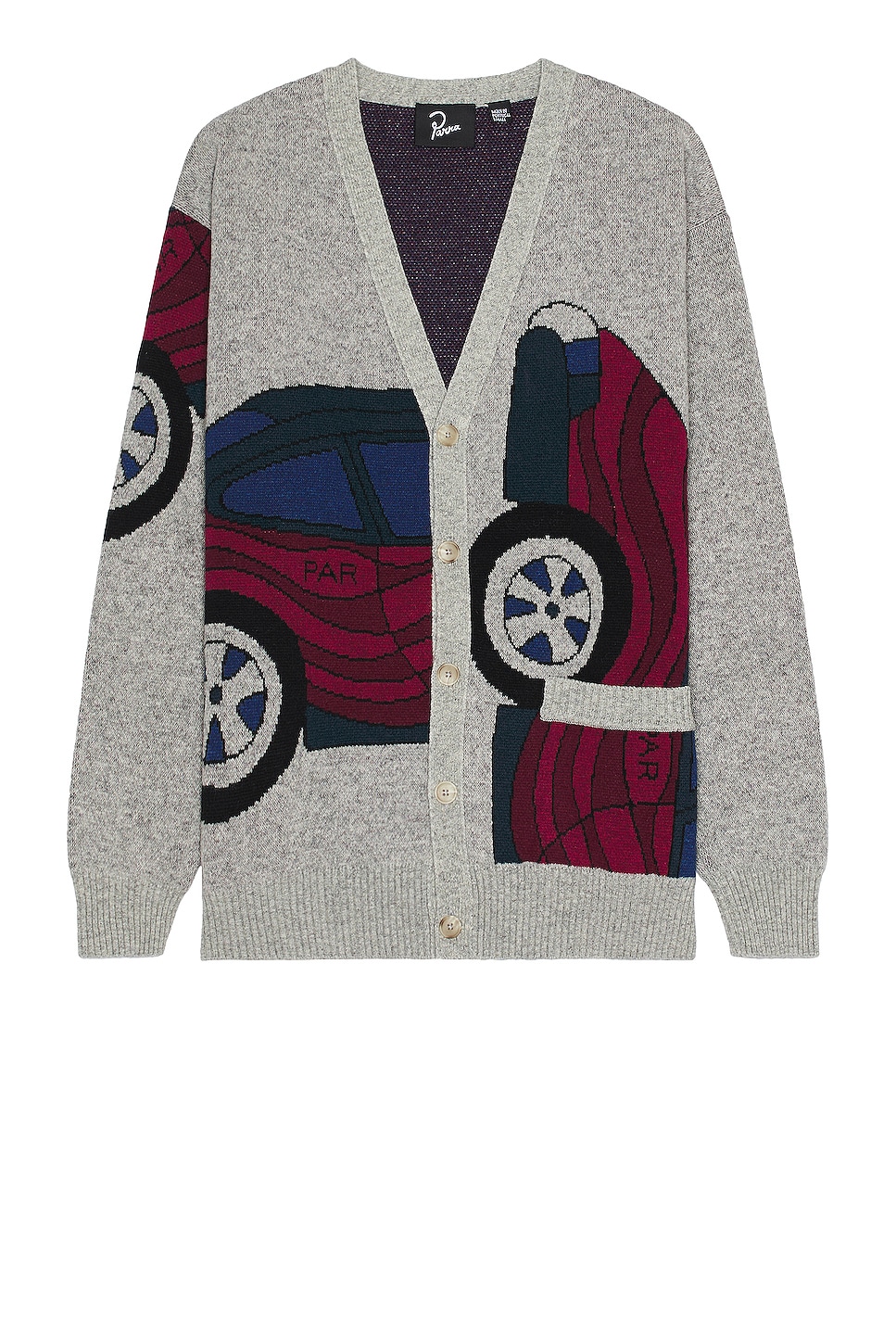 Image 1 of By Parra No Parking Knitted Cardigan in Grey Melange