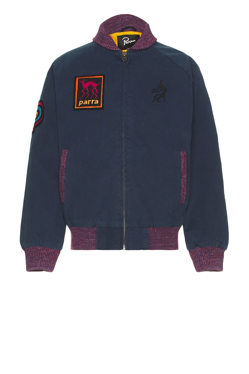 Image 1 of By Parra Skull Stalker Varsity Jacket in Washed Blue