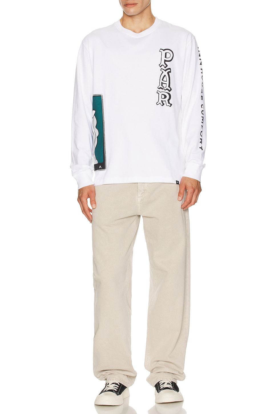 Image 1 of By Parra Your Face Long Sleeve T-Shirt in White