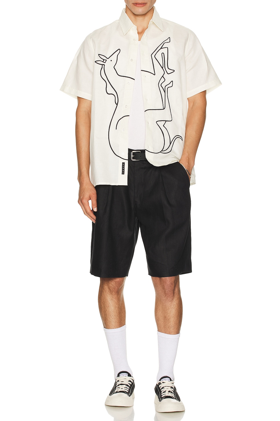Image 1 of By Parra Vertical Horse Short Sleeve Shirt in Off White