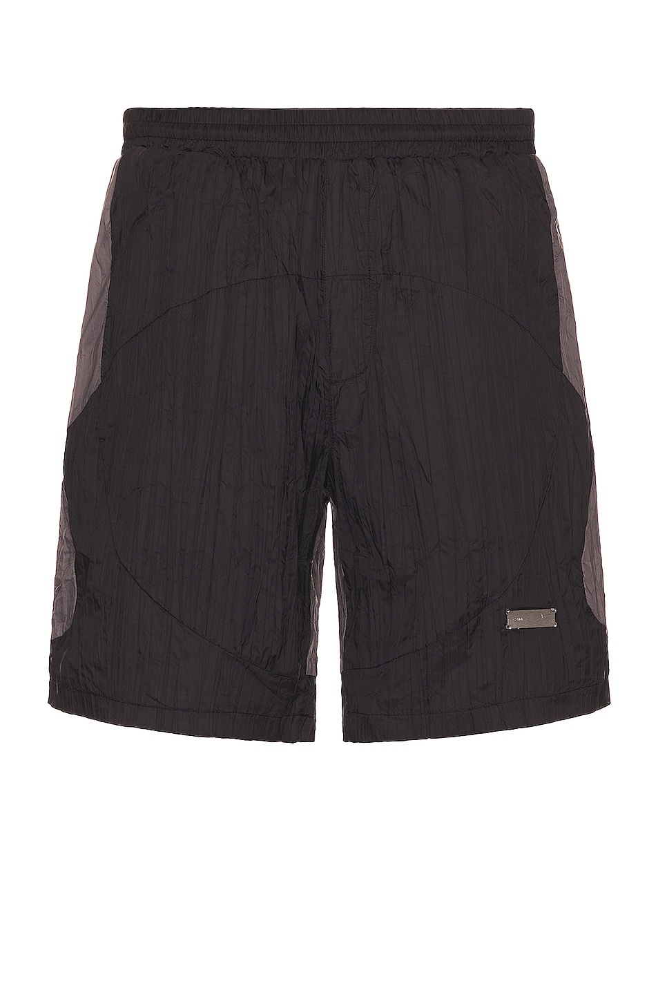 Image 1 of C2H4 Wrinkled Nylon Arch Panelled Track Shorts in Black & Gray