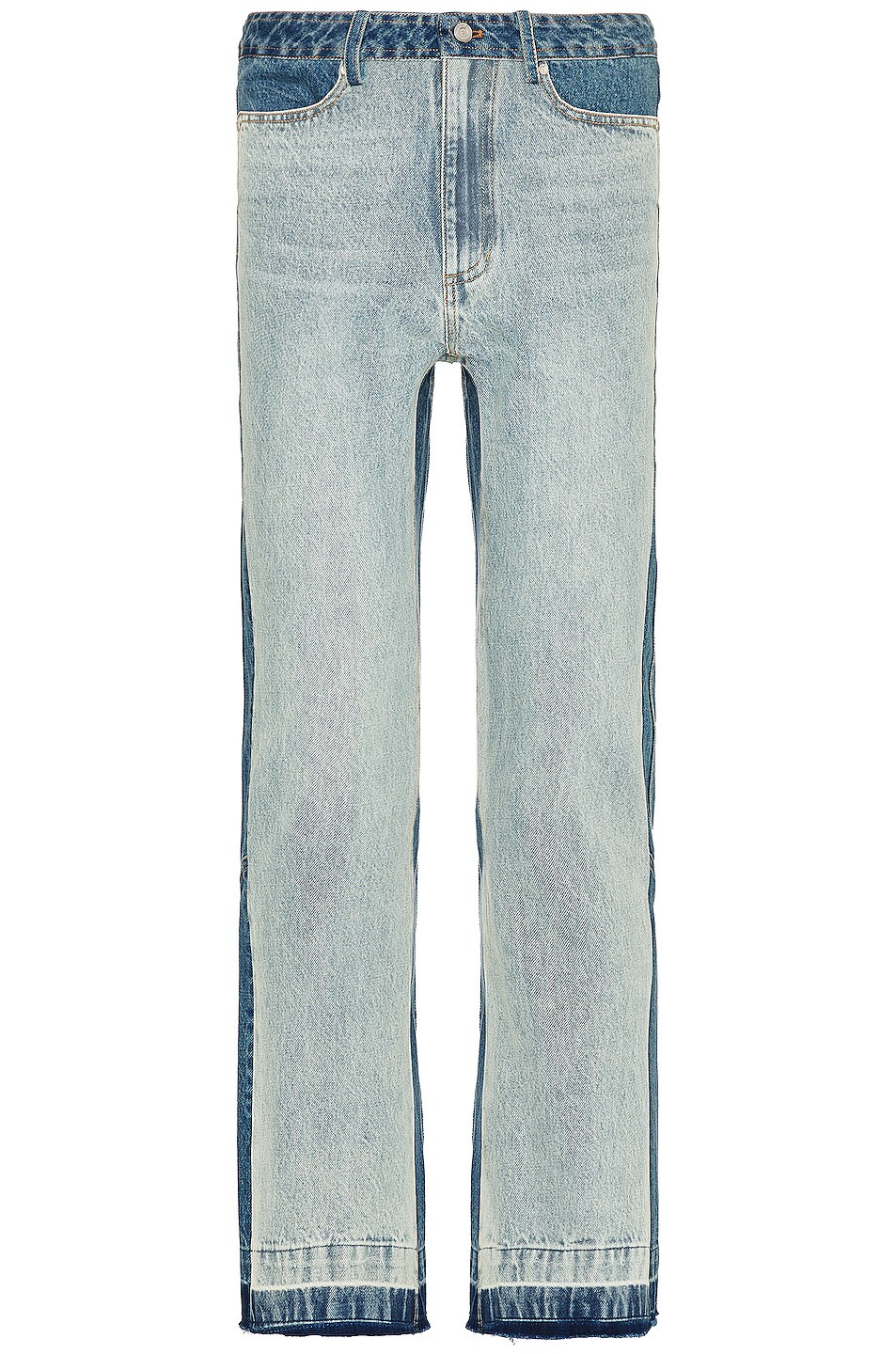 Image 1 of C2H4 Panelled Cropped Straight Jean in Faded Blue