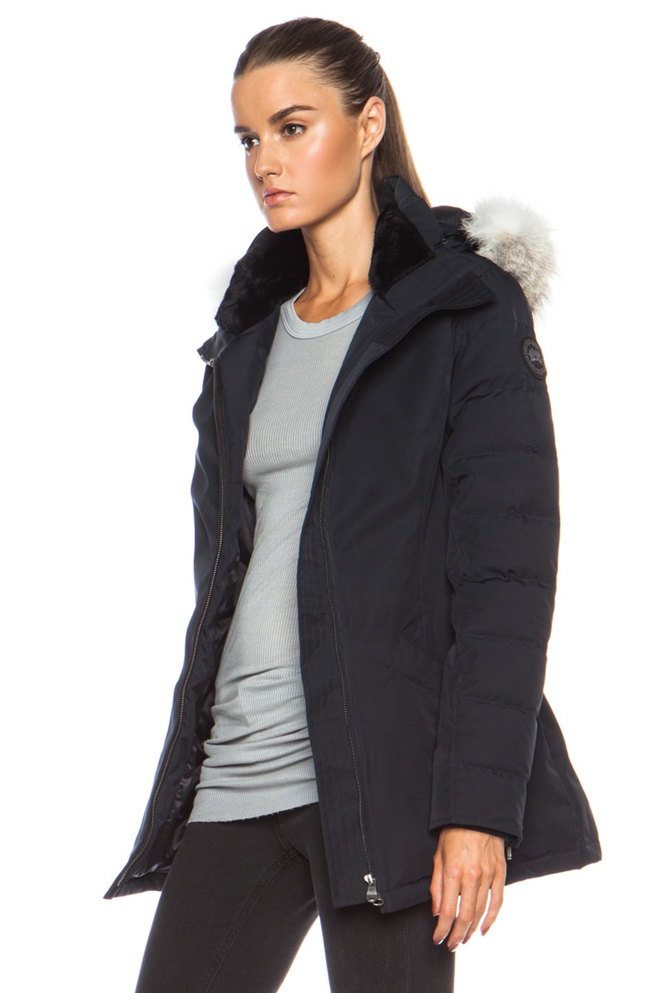 Canada Goose Branta Belmont Poly Coat in Navy | FWRD