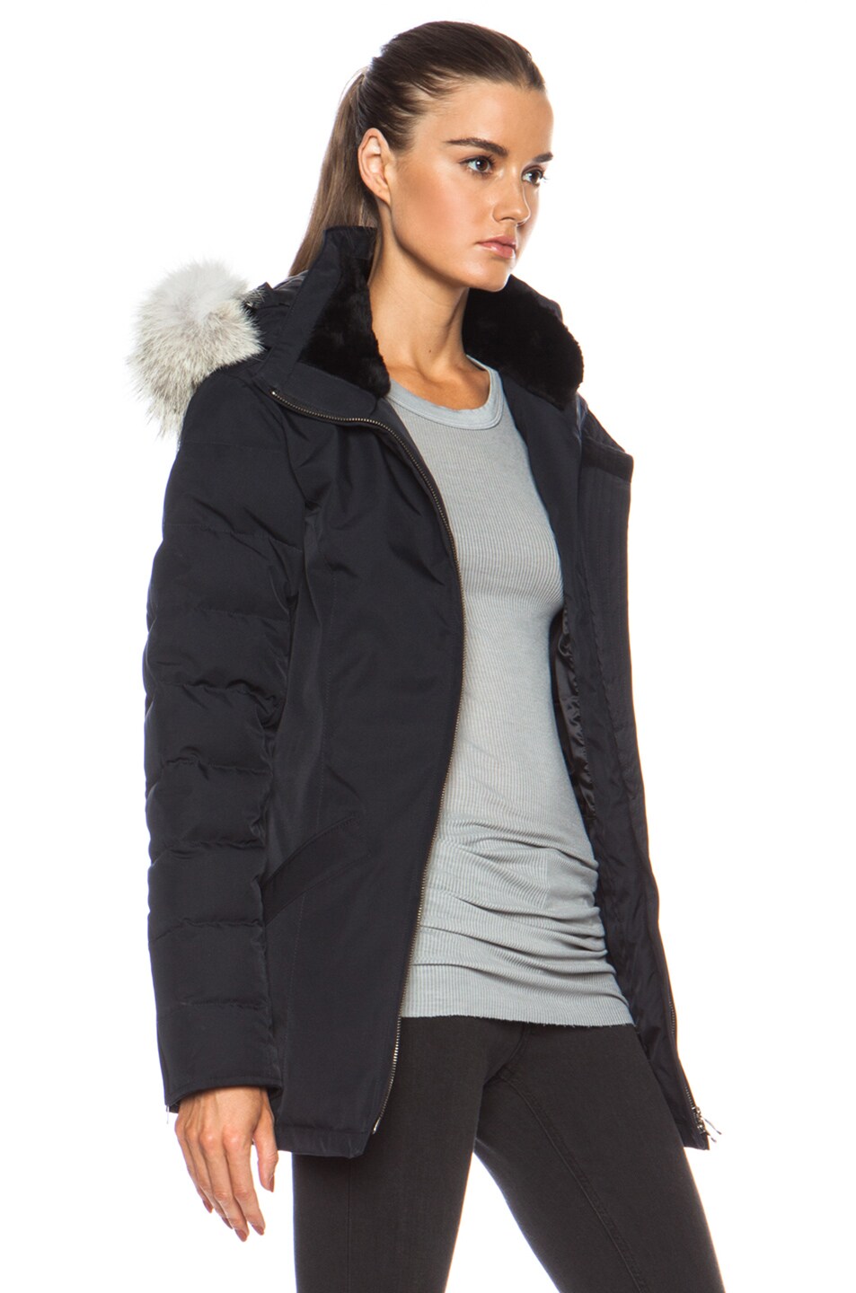 Canada Goose Branta Belmont Poly Coat in Navy | FWRD