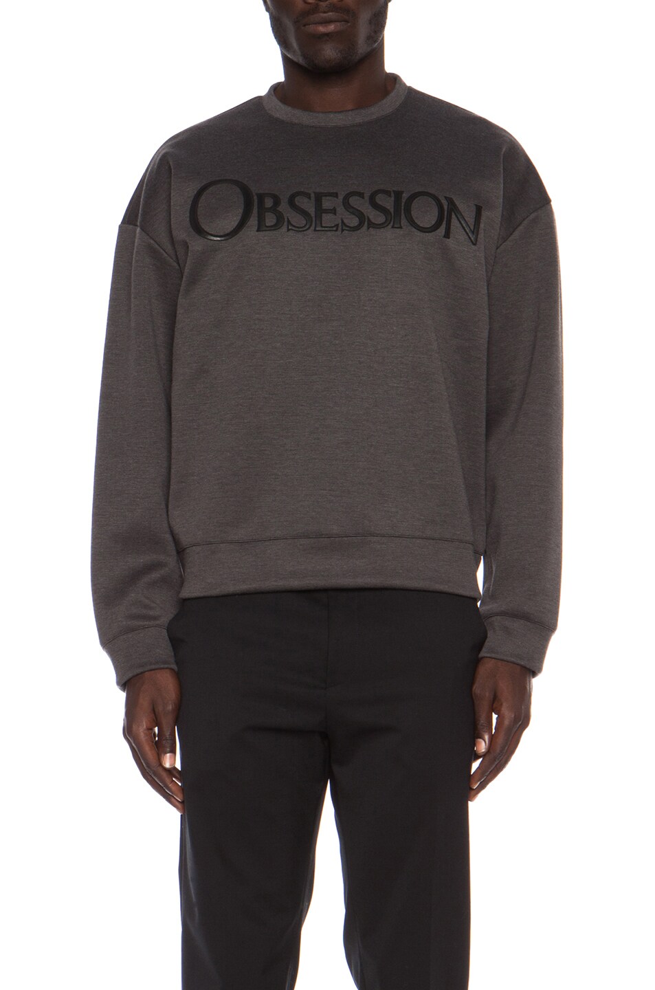 Image 1 of Calvin Klein Collection Oversized Obsession Poly-Blend Sweatshirt in Gotham