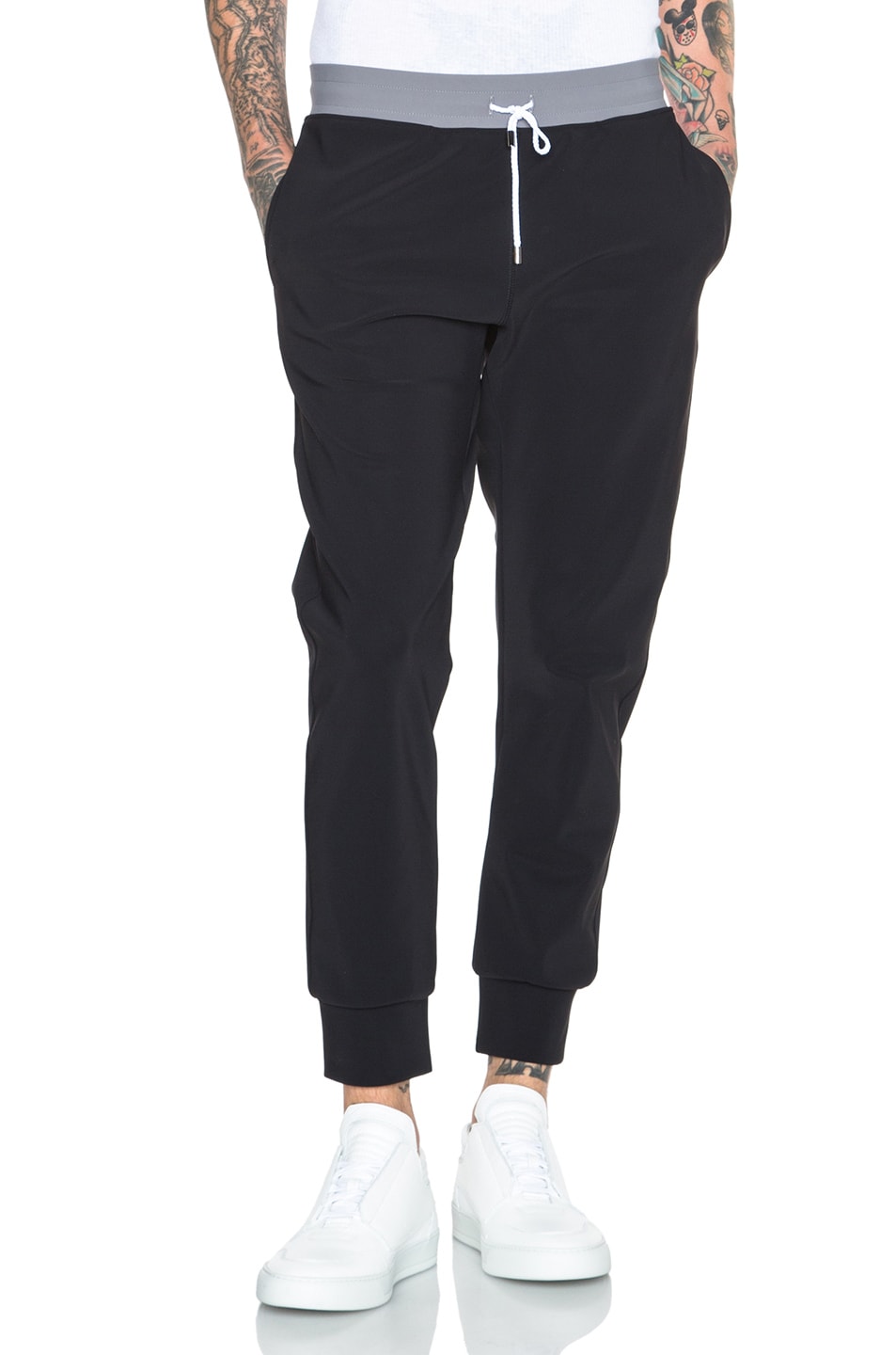 Image 1 of Calvin Klein Collection Ingram Active Jersey Sport Pant in Black & Hudson