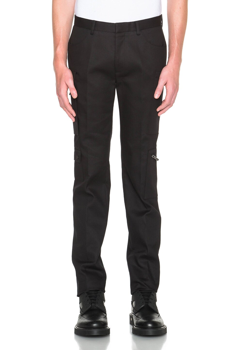 Image 1 of Calvin Klein Collection Iron Bicolor Bonded Cotton Cargo Pants in Black