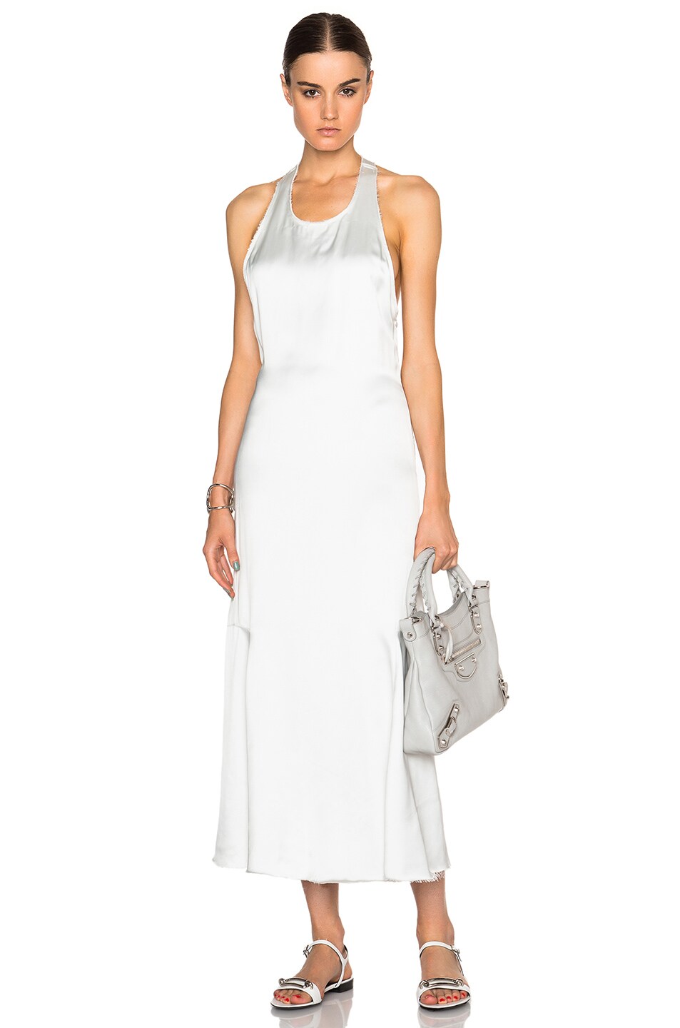 Image 1 of Calvin Klein Collection Floria Shiny Viscose Drape Dress in Ivory