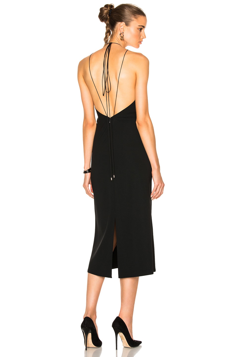 Image 1 of Calvin Klein Collection Kianca Open Back Silver Jewelry Ankle Length Dress in Black
