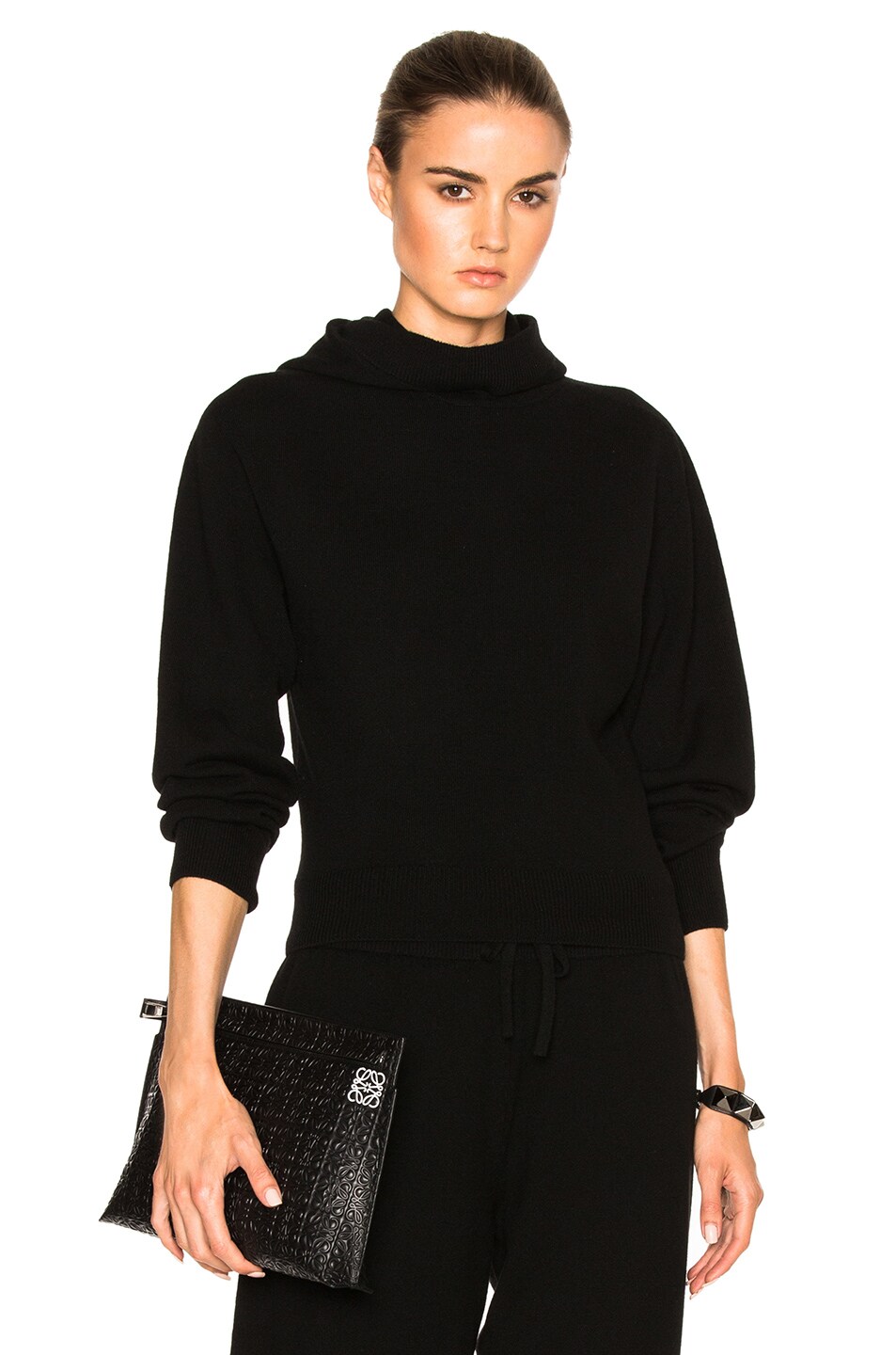 Image 1 of Calvin Klein Collection Camino Cashmere Hoodie in Black