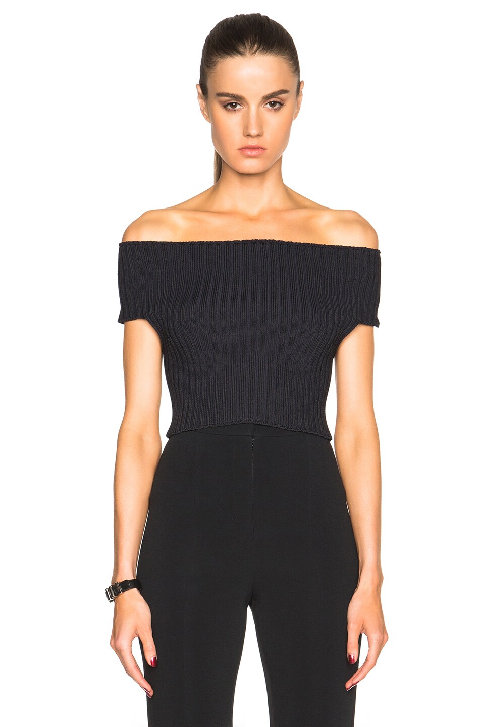 Image 1 of Calvin Klein Collection Wardell Modern Viscose Rib Top in Black