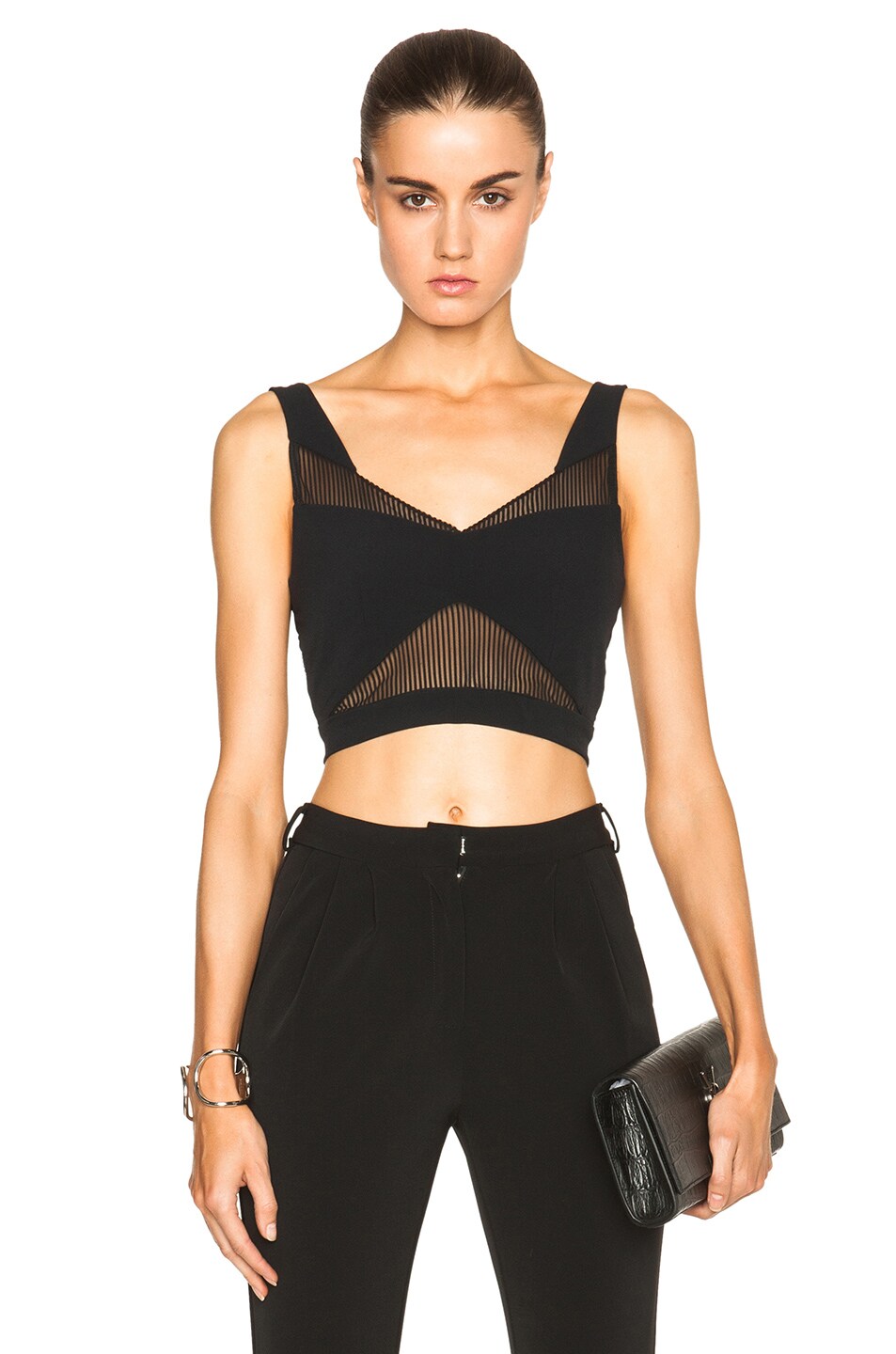 Image 1 of Carisa Rene by Nightcap Tulle Cut Out Top in Black