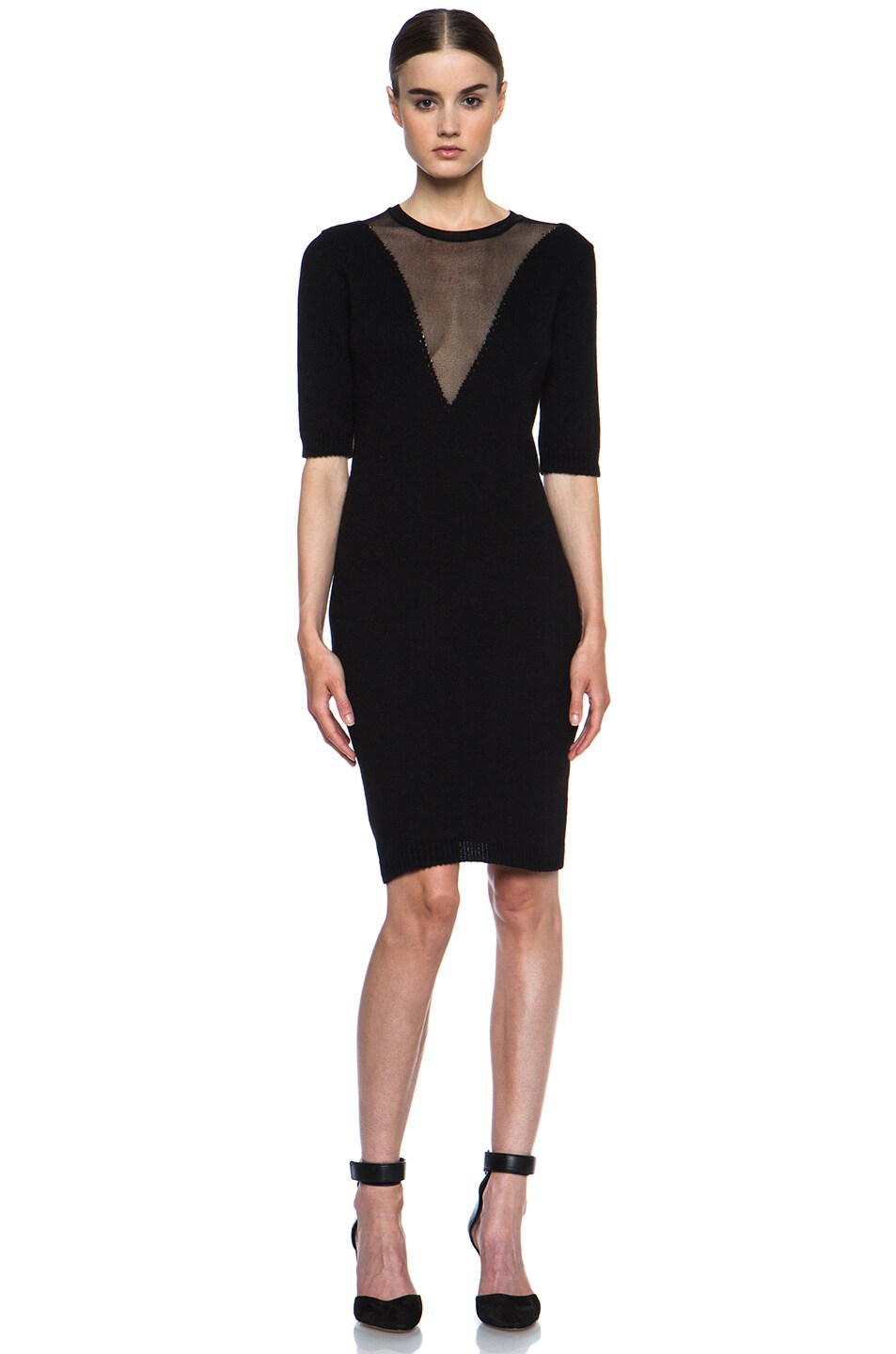 Image 1 of Carven Angora & Sheer Knit Dress in Black