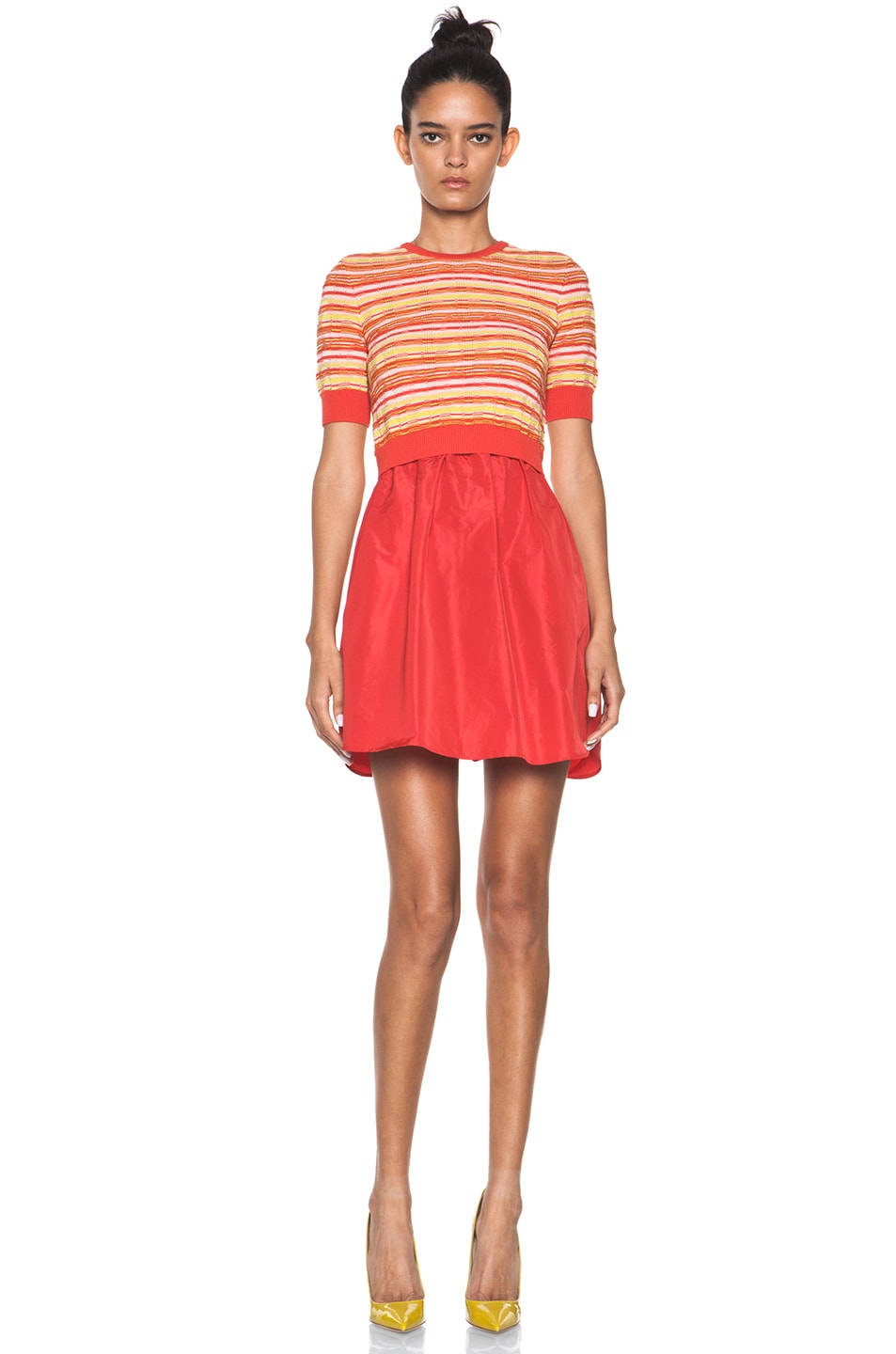 Image 1 of Carven Multi Colored Knit Dress in Rouge Melange & Mixed Red