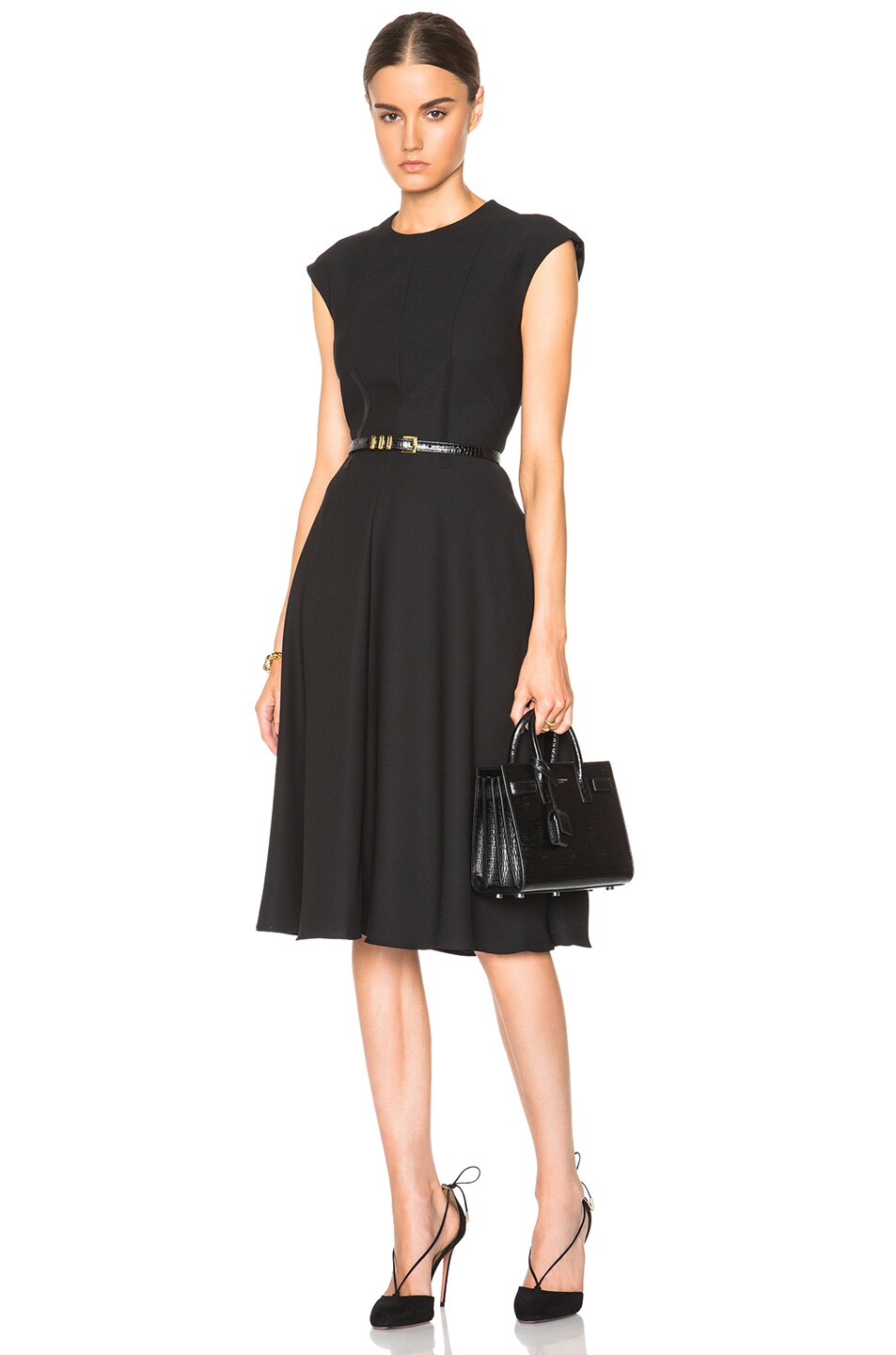 Image 1 of Carven Fit & Flare Dress in Black