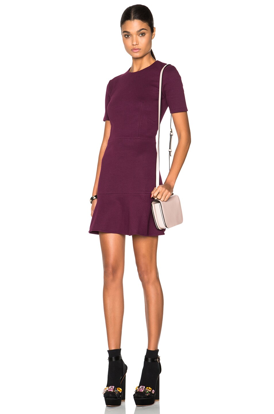 Image 1 of Carven Fit & Flare Mini Dress in Wine Red